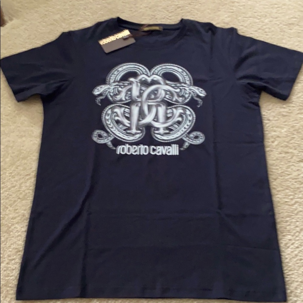 MENS XL ROBERTO CAVALLI T SHIRT BLACK